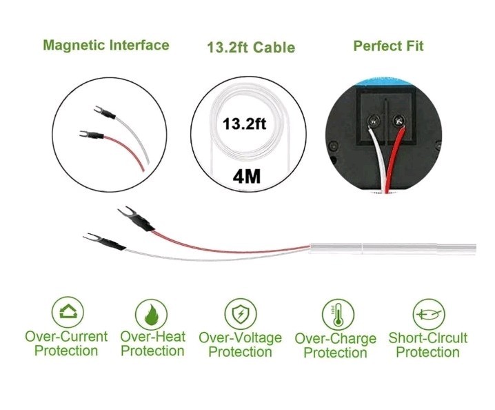 Solar Panel Kit 5V 3 Meter Cord (Universal For Video Door Bell) Fork Connector