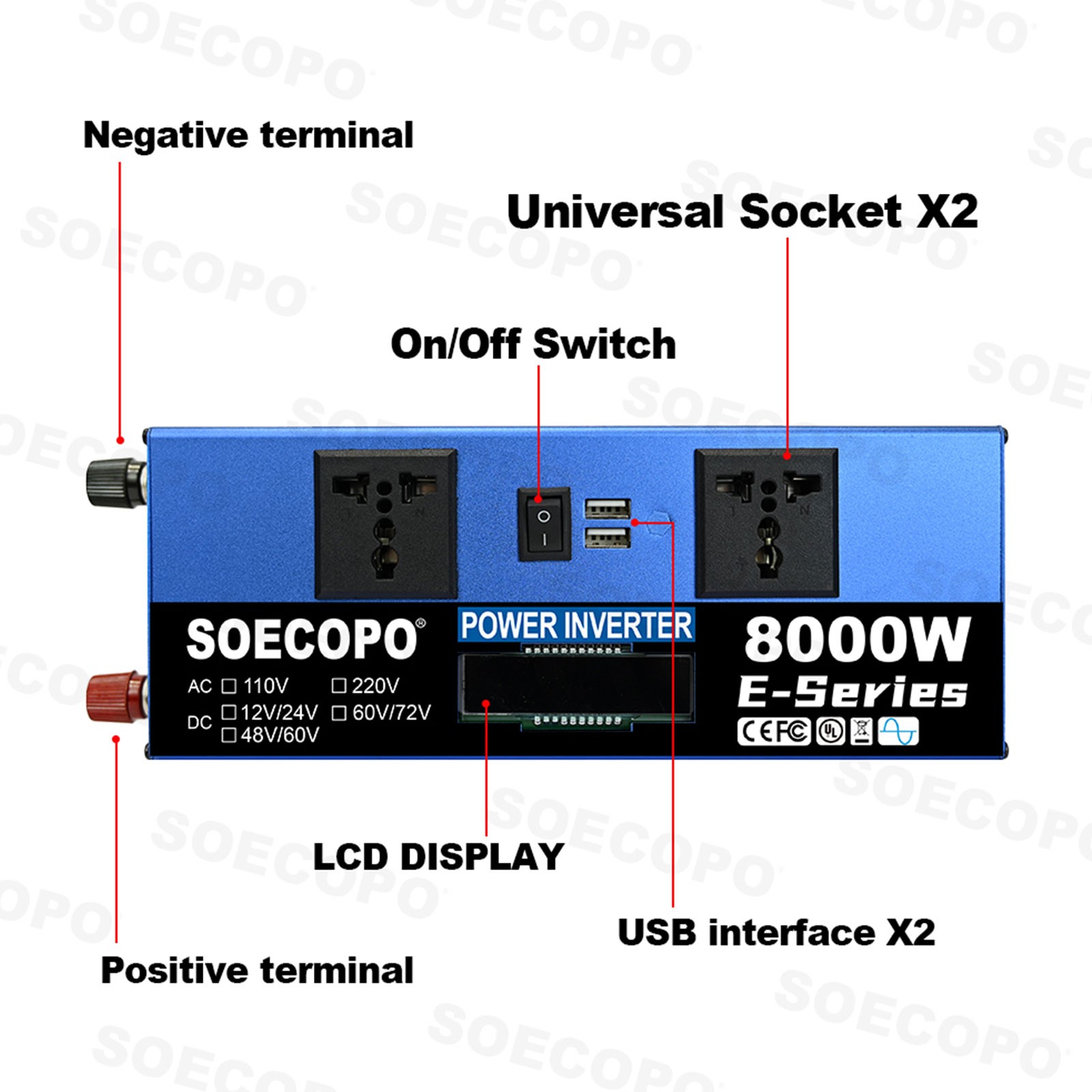SOECOPO 8000W Solar System Kit,100A Controller, 12V DC to 110V/220V