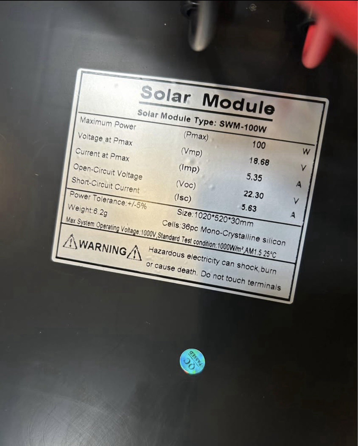 [BRAND NEW] 100W Monocrystalline Solar Panel – SWM-100W