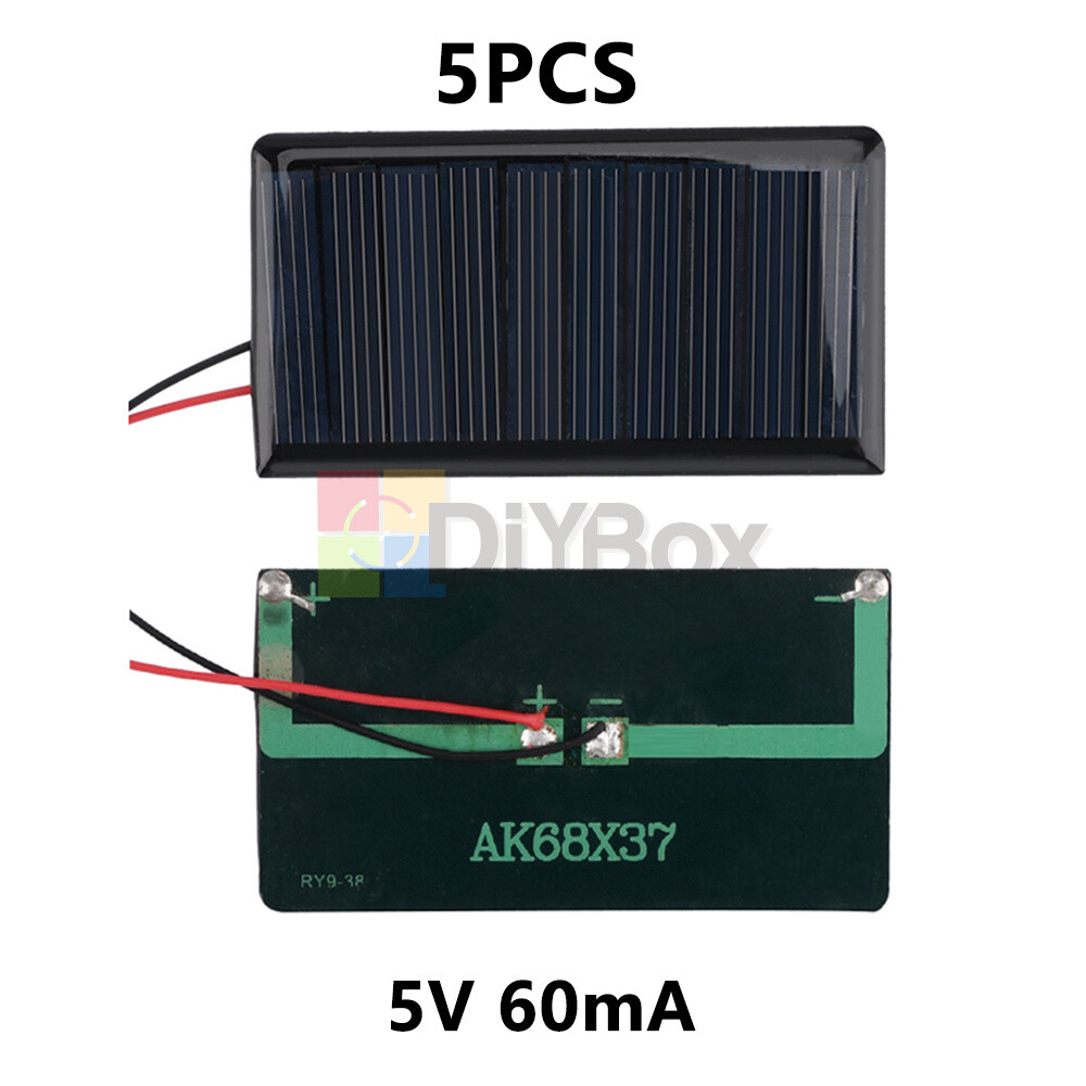 5Pcs 1.5/2/3/5V Solar Panel Polysilicon Module DIY Solar Panel w/Wire 60-150mA