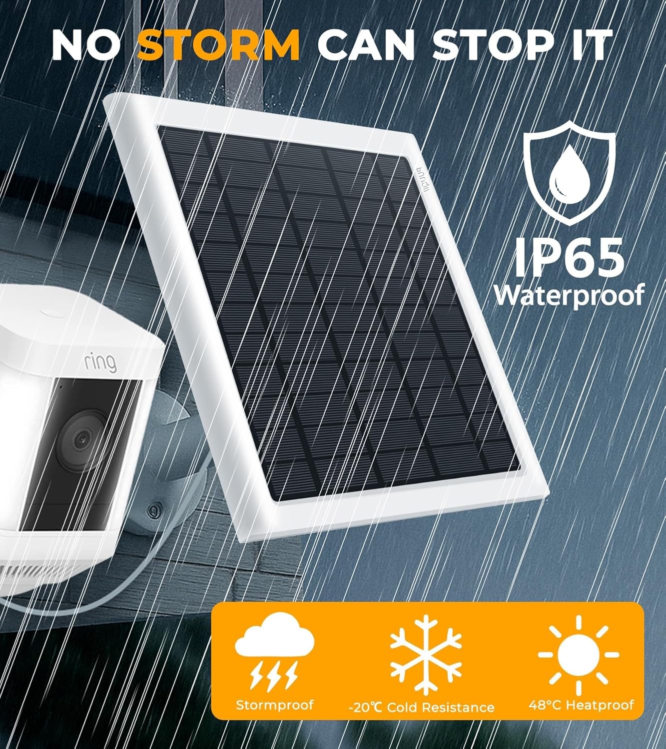 8W Solar Panel for Ring Camera, Solar Panel Charger Compatible with Ring Stick