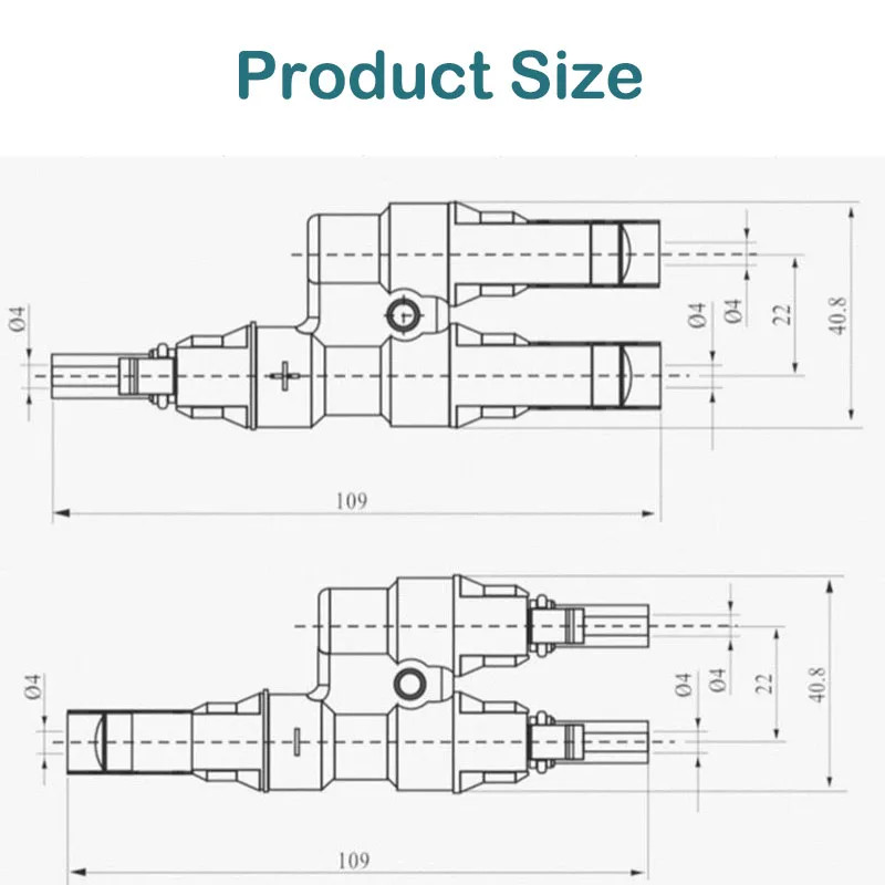 1 Pair IP67 Solar PV Connector Approved 2 to 1 T Branch Male and Female Solar 10