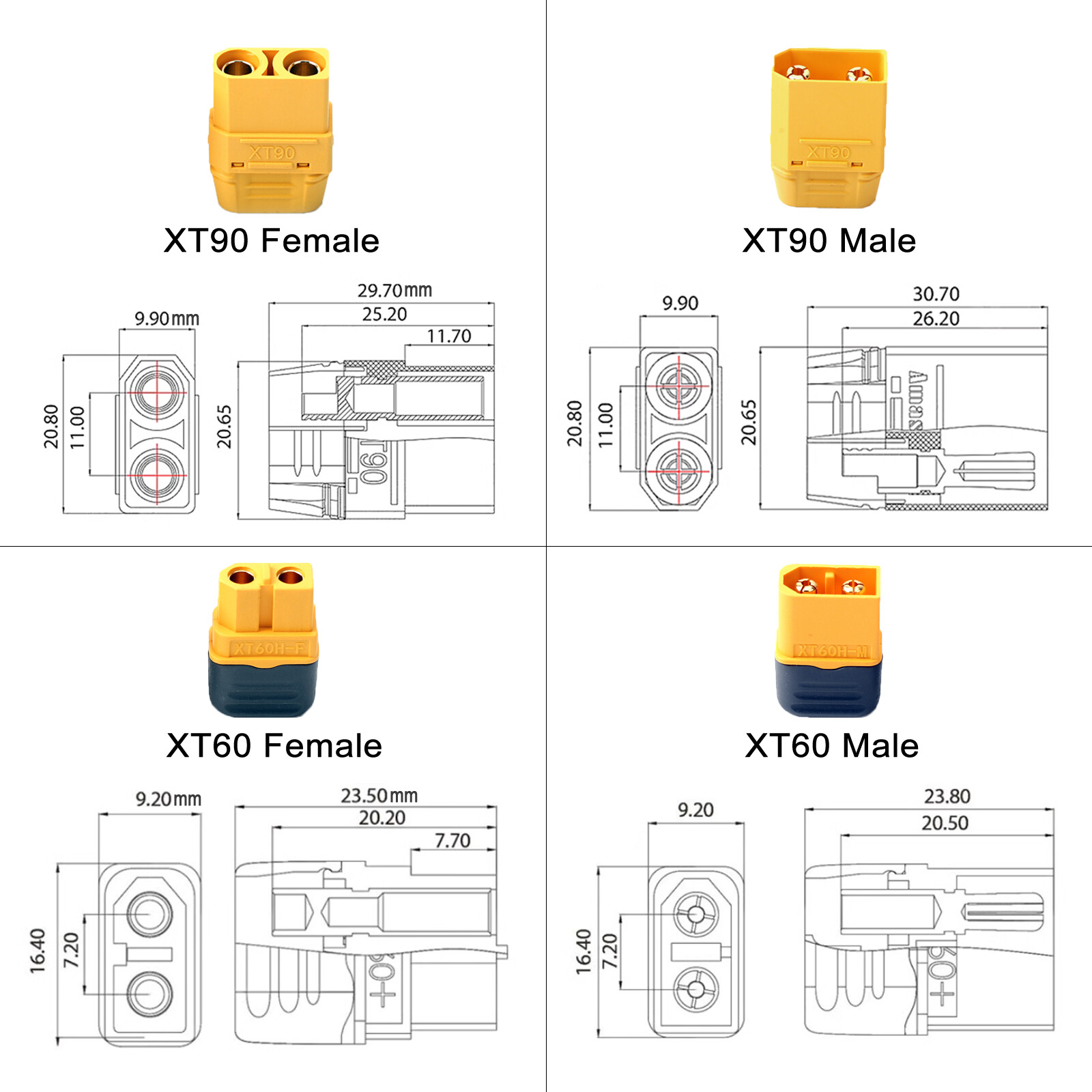 10 AWG Solar Panel Extension Cable Wire (XT60/XT90 FEMALE to Solar Connector)