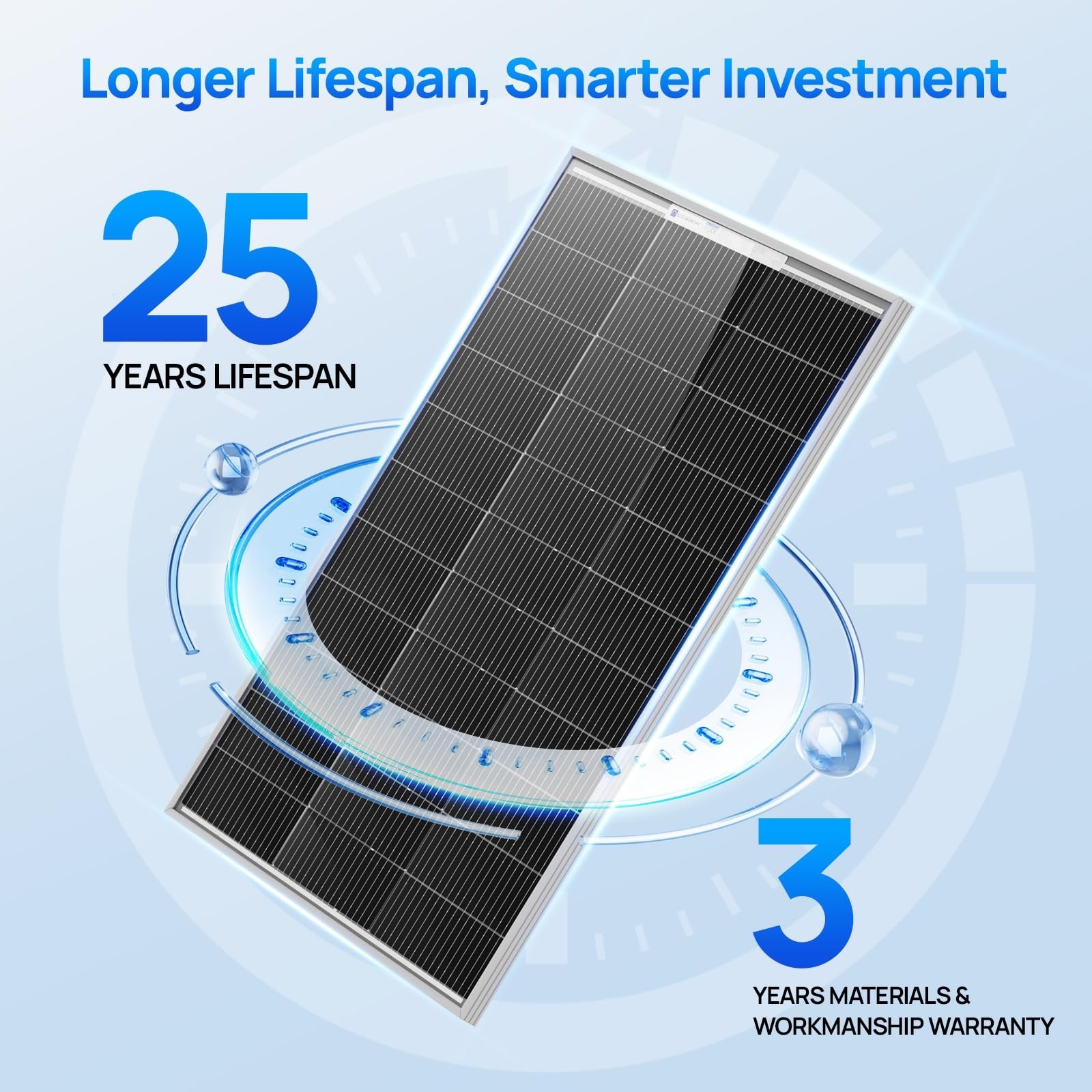 100W Monocrystalline Solar Panels – 2 Pack for 12V/24V Battery, RV, Marine, Off-