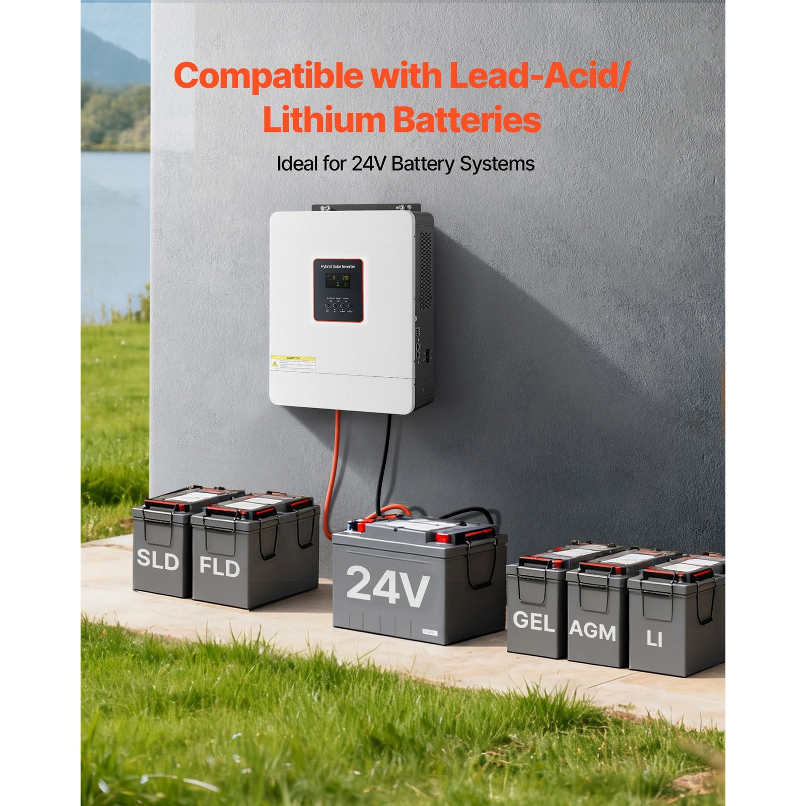 4000W Hybrid Solar Inverter, 24V to 230V AC, Pure Sine Wave with MPPT