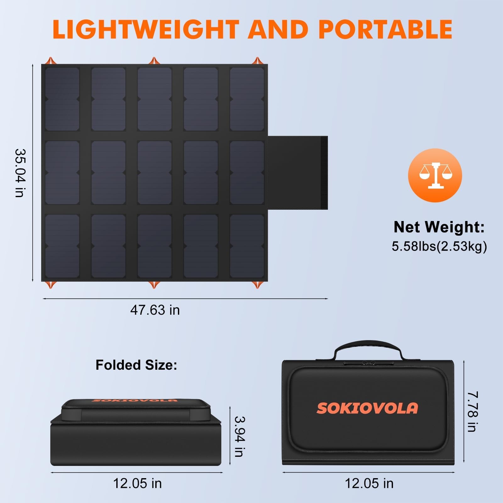 100W Portable Foldable Solar Panel Charger – QC3.0 USB-A & Type-C, Waterproof fo