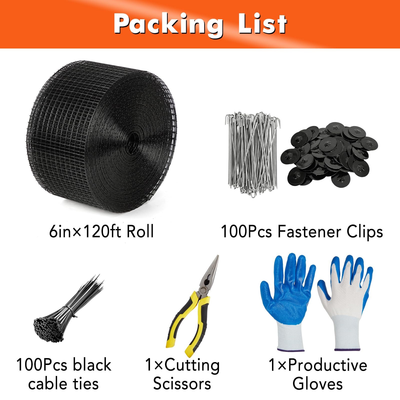 6in x 50/100/120 ft Solar Panel Bird Guard Critter Mesh Roll Kit 100pcs Fastener