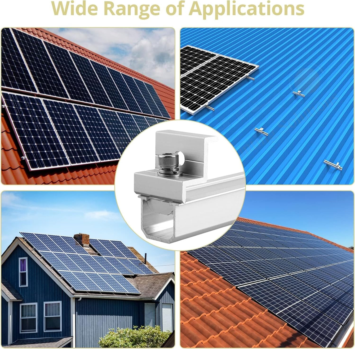 Solar Panel Bracket Kit, 6 Pcs 7.87 in Aluminium Solar Panel Mounting Rail 30Mm/
