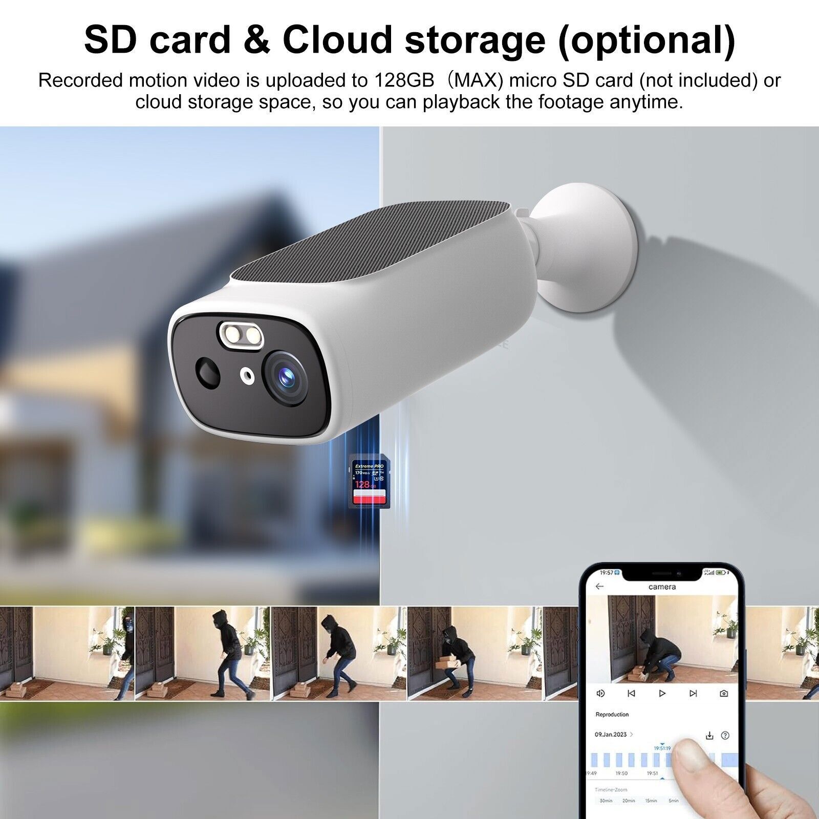 2K Solar Battery Powered Wireless WiFi Outdoor Home Security Camera