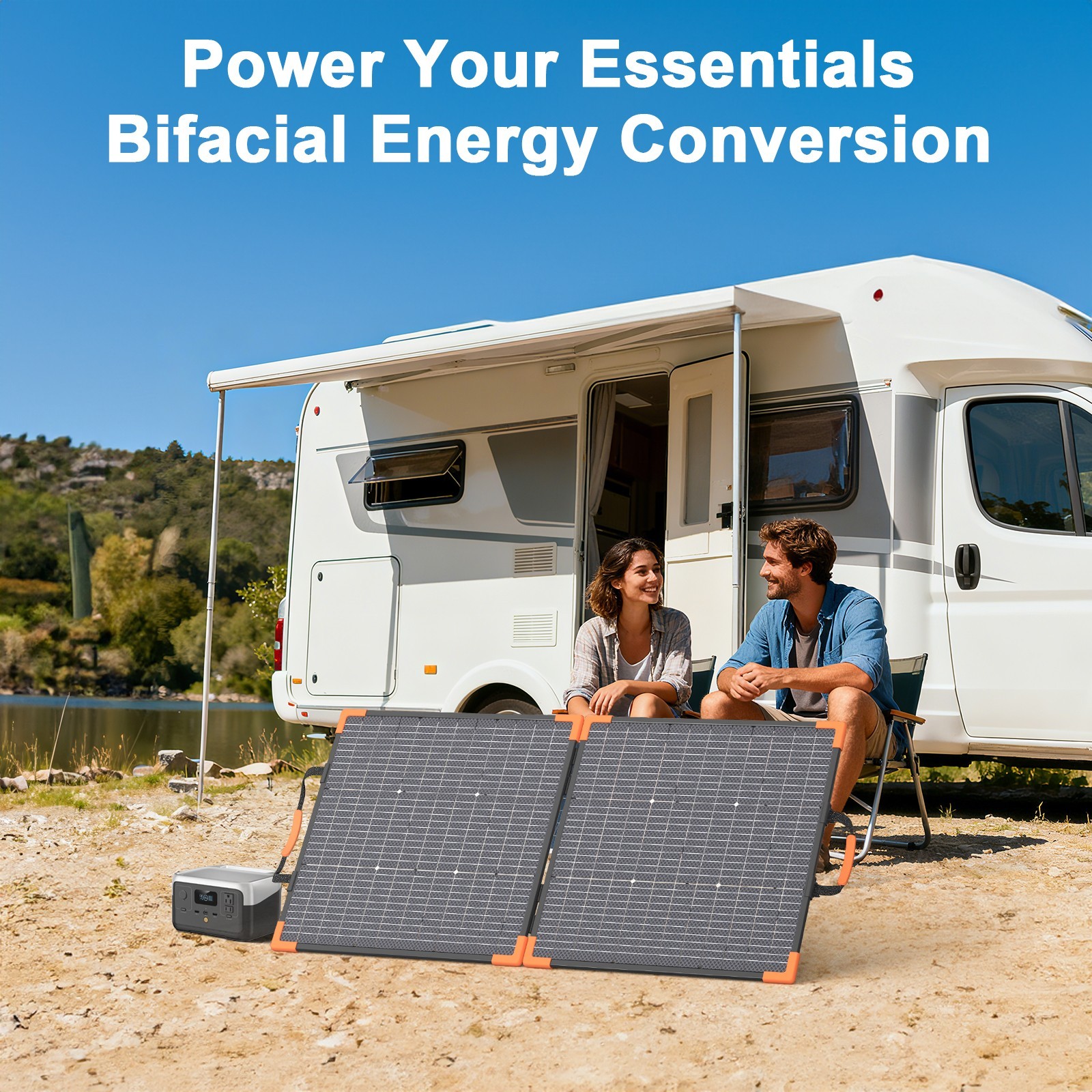 MHPOWOS 100 watt Bifacial Foldable Solar Panel for Ecoflow RIVER 3 Plus RIVER 3
