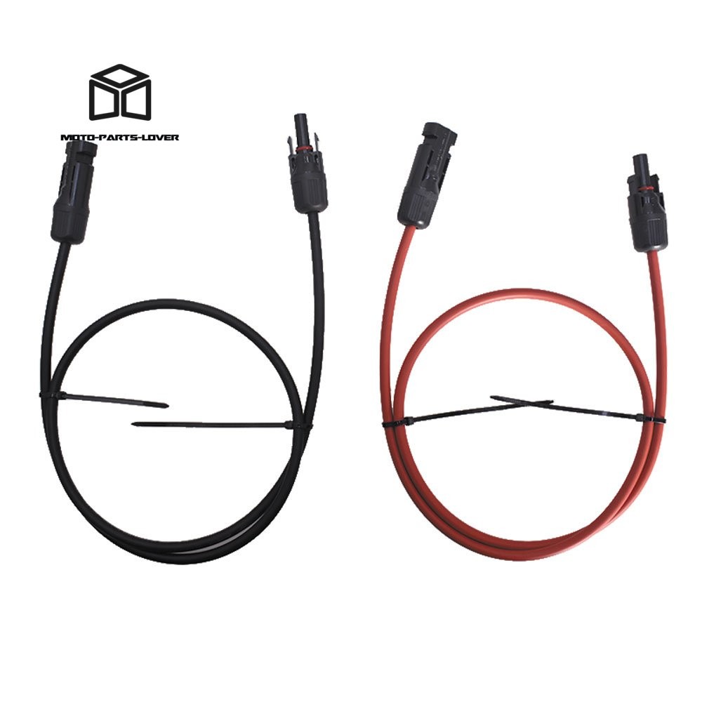 1 Pair 10 AWG Solar Panel Extension Cable Wire Connector 3 Feet Black + Red