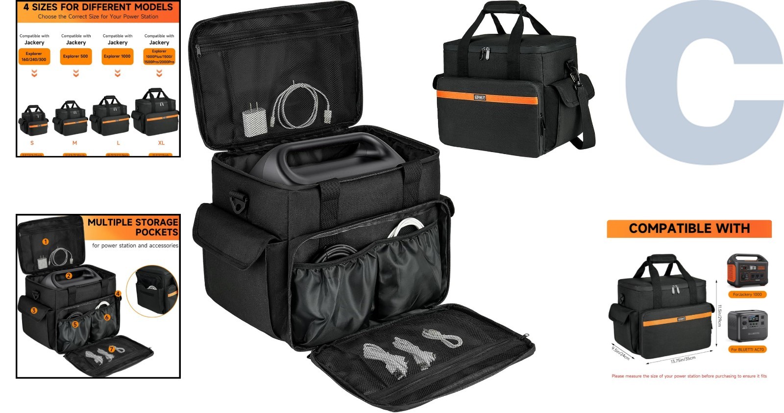 Weather-Resistant Power Station Carry Bag with Adjustable Strap & Handholds