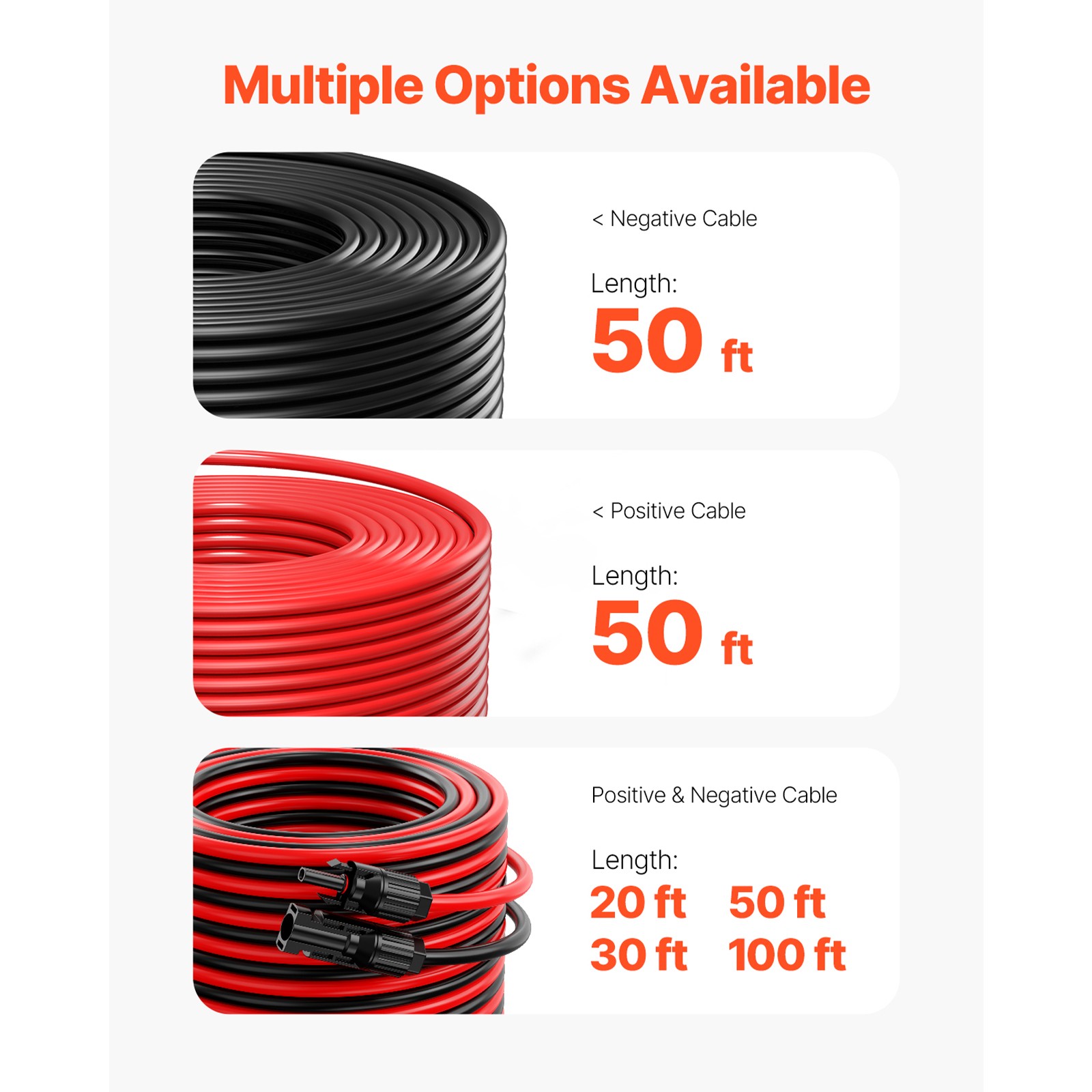 Uimoso 50FT Solar Panel Extension Wire with Female &Male Connectors 10AWG 1 Pair