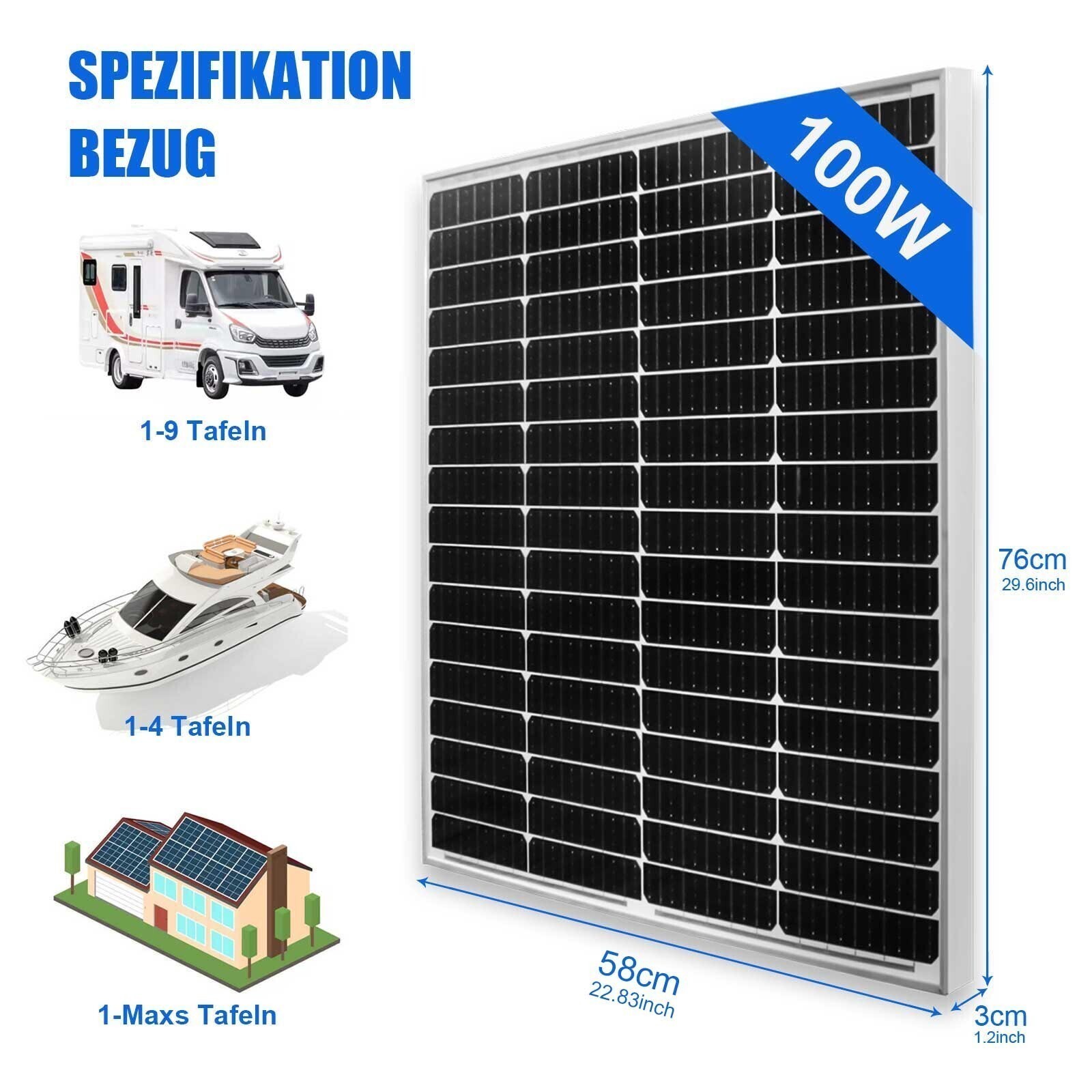 300W Watt Solar Panel Kit 12V Mono Solar Panels RV Marine Home Camping Off Grid