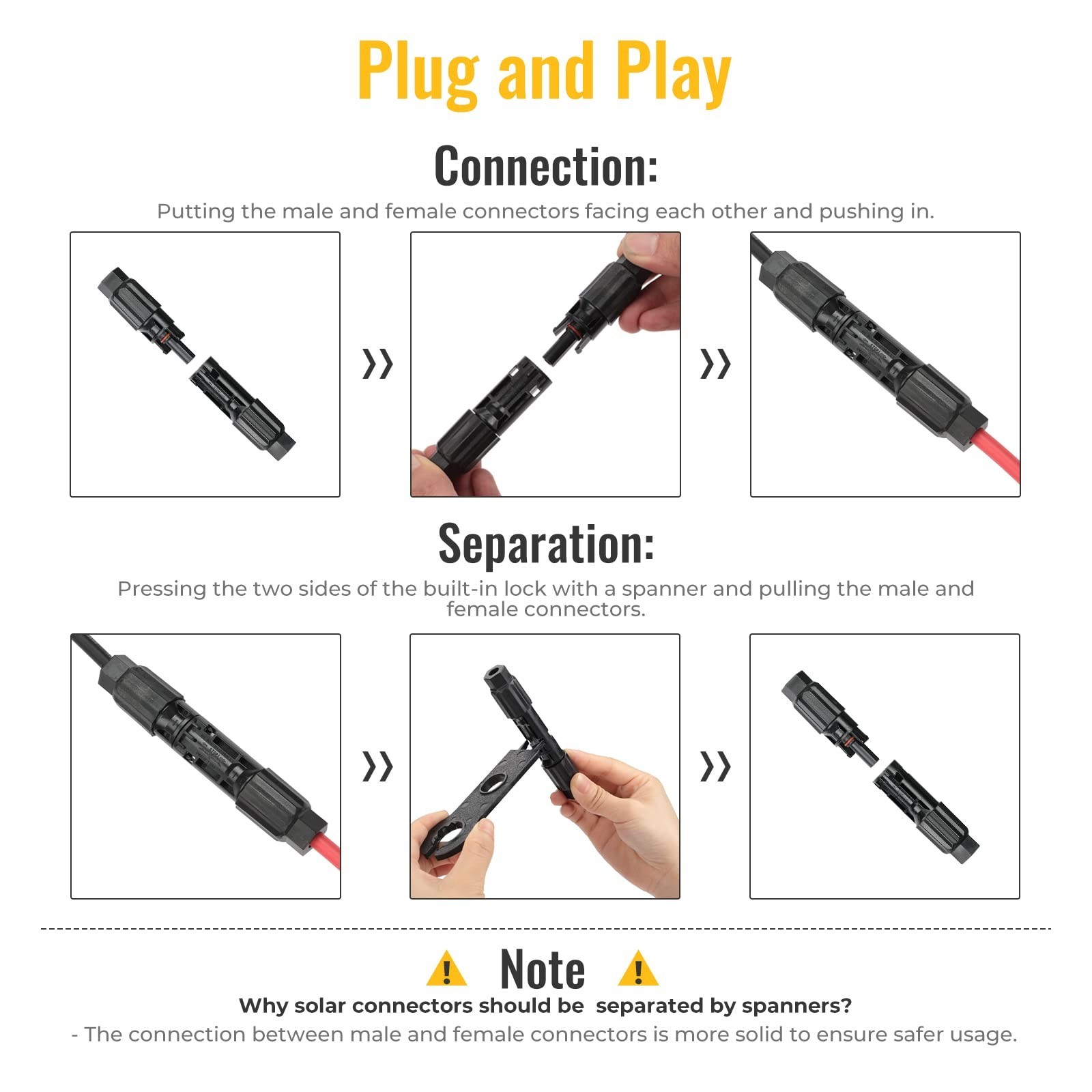 12 PCS Solar Panel Cable Connectors Kit – IP68 Waterproof, 6 Pairs Male/Female,