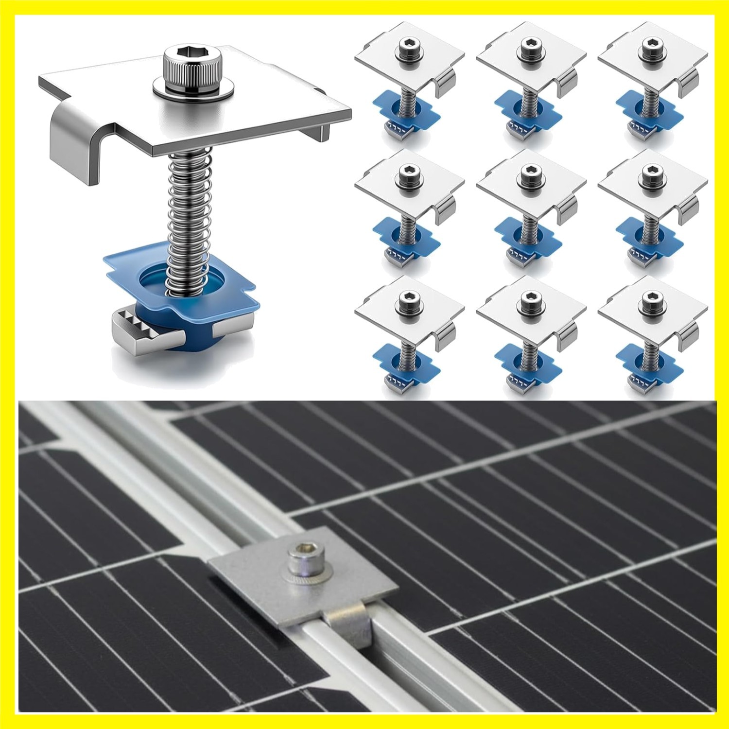 10 Pcs Solar Panel Mid Clamps for 1-5/8 Inch Steel Strut Channel, Solar Panel…