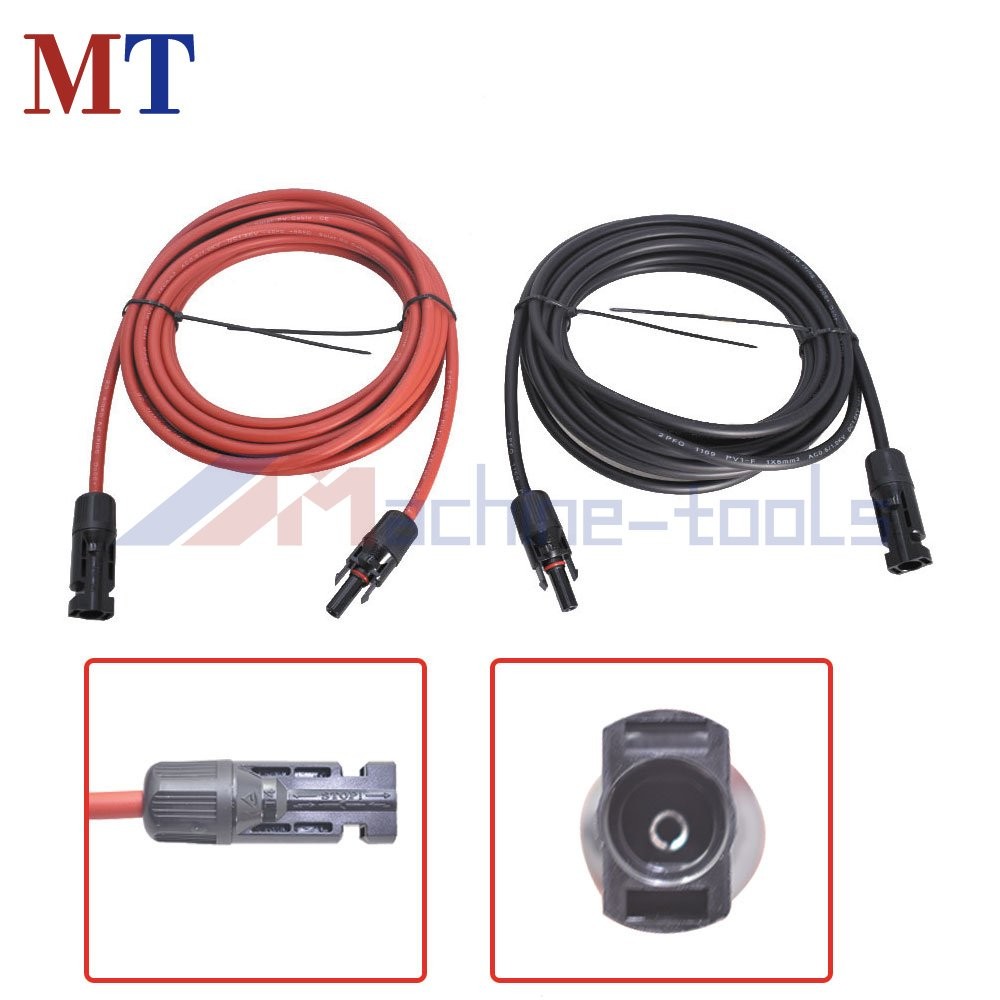 25 FT Black + Red 12AWG Solar Panel Extension Cable Wire Connector 1 Pair