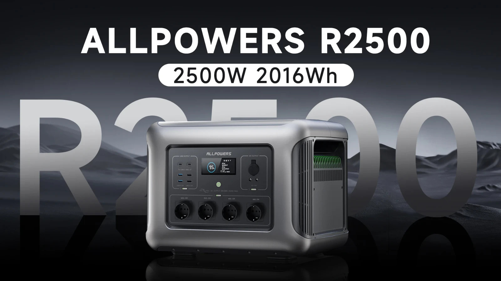 Portable Power Station 2500W 2016Wh Solar Generator LFP Battery Backup for Home