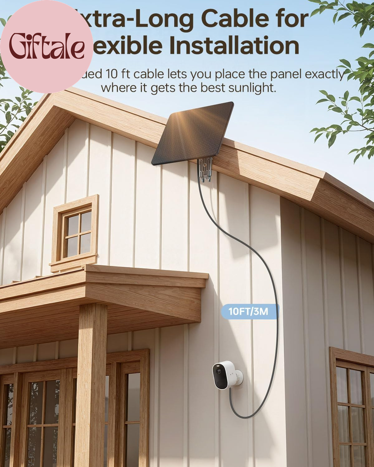 6W Solar Panel for Ring Camera, Trail Camera Solar Panel Charger with 5000Mah Ba