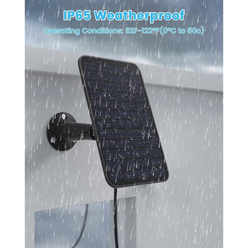 Solar Panel Charger 5W IP65 Waterproof 360 Adjustable Bracket 13ft Cable New