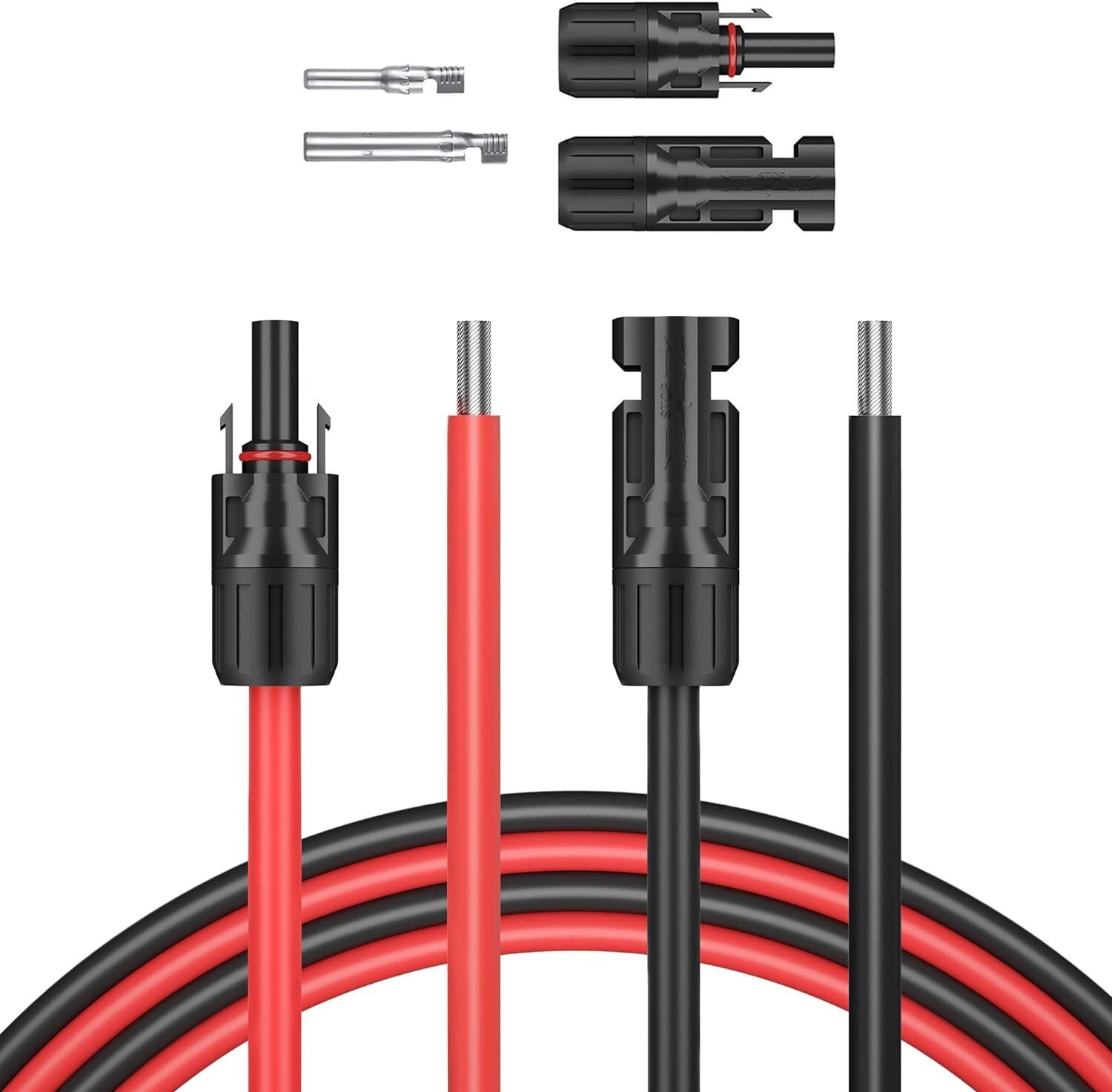 100FT 10 AWG Solar Panel Extension Cable PV Wire +Pair Solar Connectors 6mm²