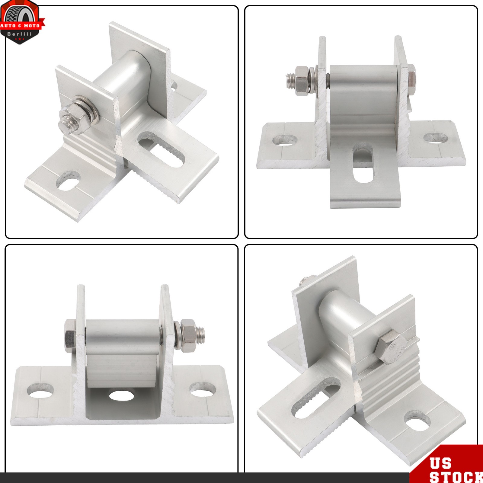 4 Sets Solar Panel Mount Brackets RV Tilt Mount Brackets Kit Adjustable Frame