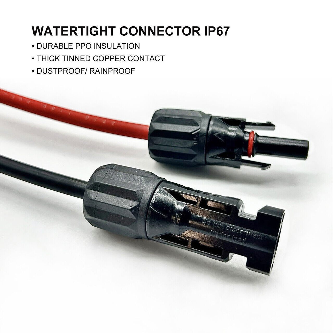 10 AWG Solar Panel Extension Cable PV Wire Solar Connectors Pair Black Red 6mm²