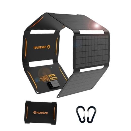 40W Foldable Solar Panel Charger with USB-C and USB-A Outputs for Phones, 40 W