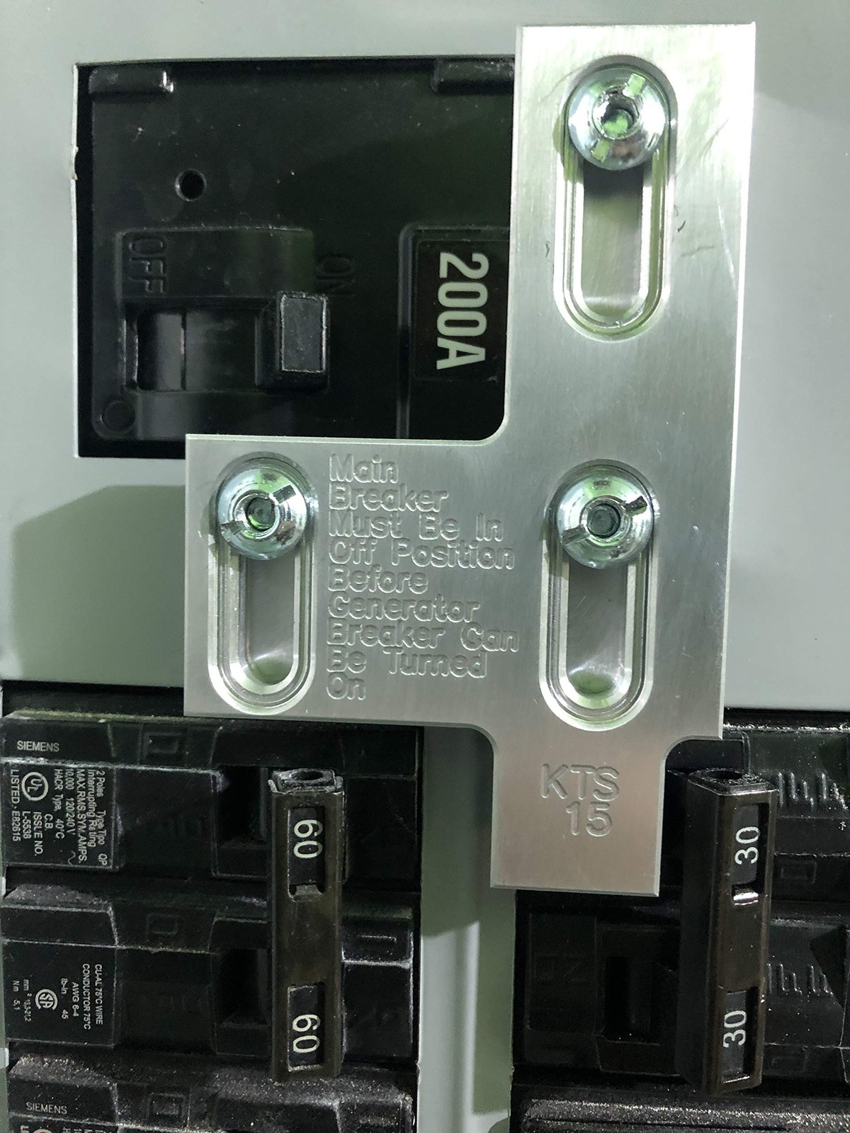 Generator Interlock Kit Compatible with Siemens 200 Amp Panel or Murray 200 A…