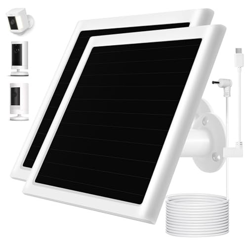 6W Solar Panel Charger for Ring Camera, Compatible with Ri ng Stick White 2Pack