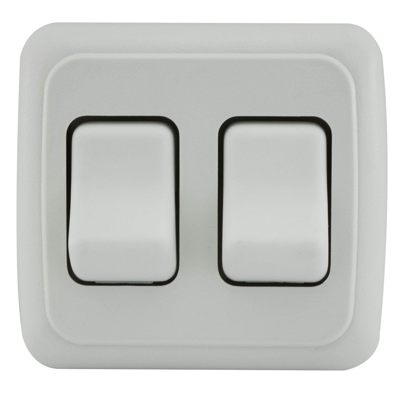 Double SPST On-Off Switch with Bezel, 12-Volt, for RV, Trailer, Camper (White)