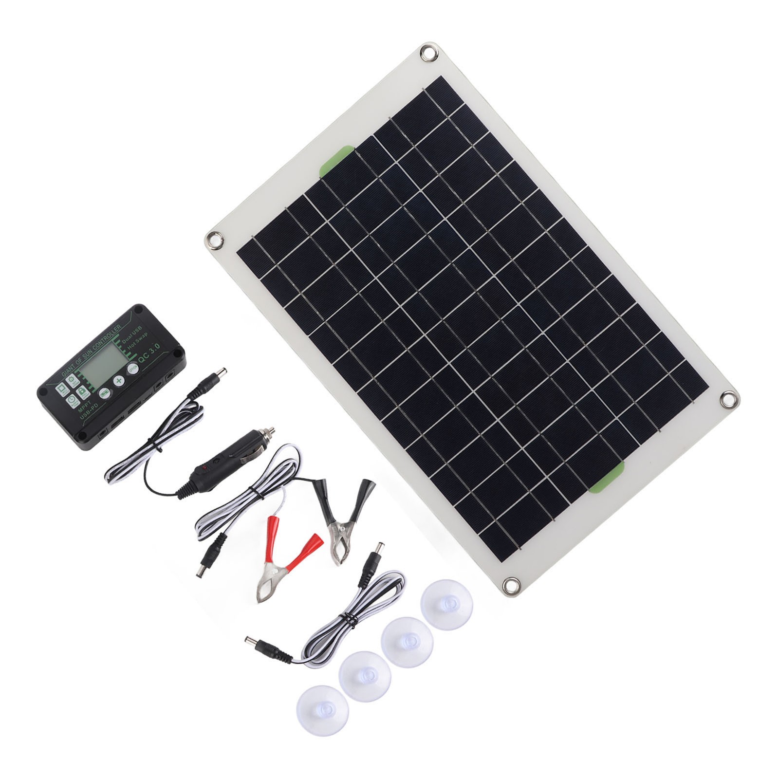 50W Solar Panel Charger Monocrystalline Silicon 30A Charge Controller For RV H6T
