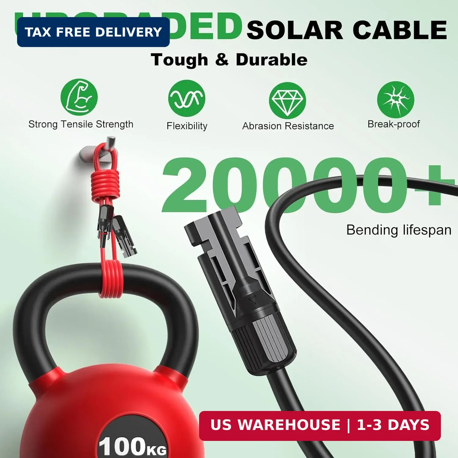 Oududianzi Solar Extension Cable 50Ft, Solar Wire 10AWG, 10 Gauge Tinned Copper