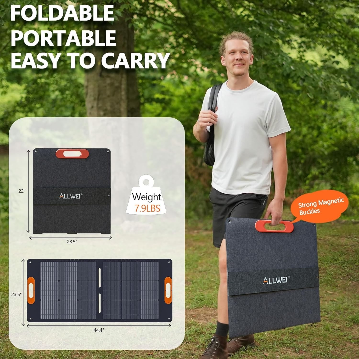 ALLWEI 100W 18v Portable Solar Panel Kit Monocrystalline Portable Camping RV Boa