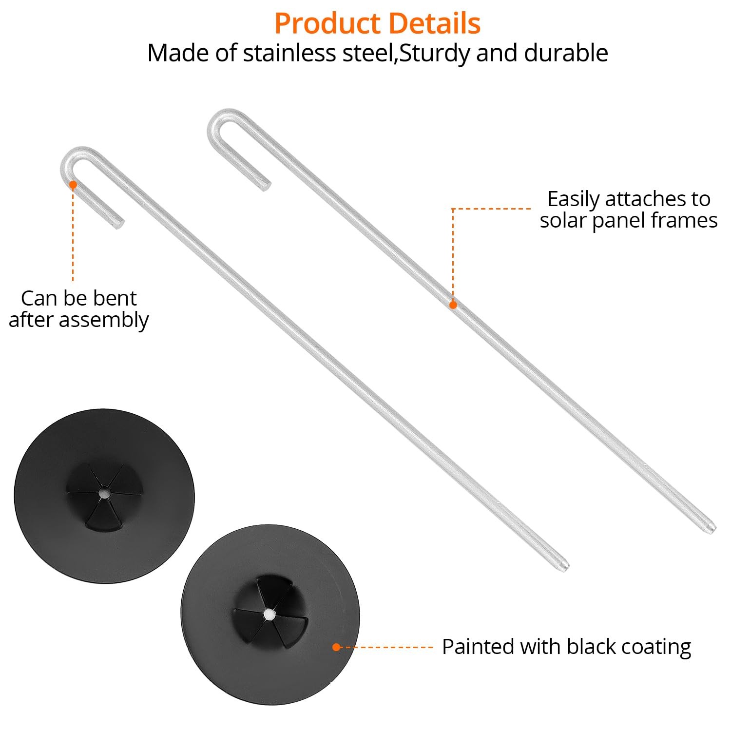 200 Pack Stainless Steel Solar Panel Guard Clips J Hooks Bird Mesh Fasteners