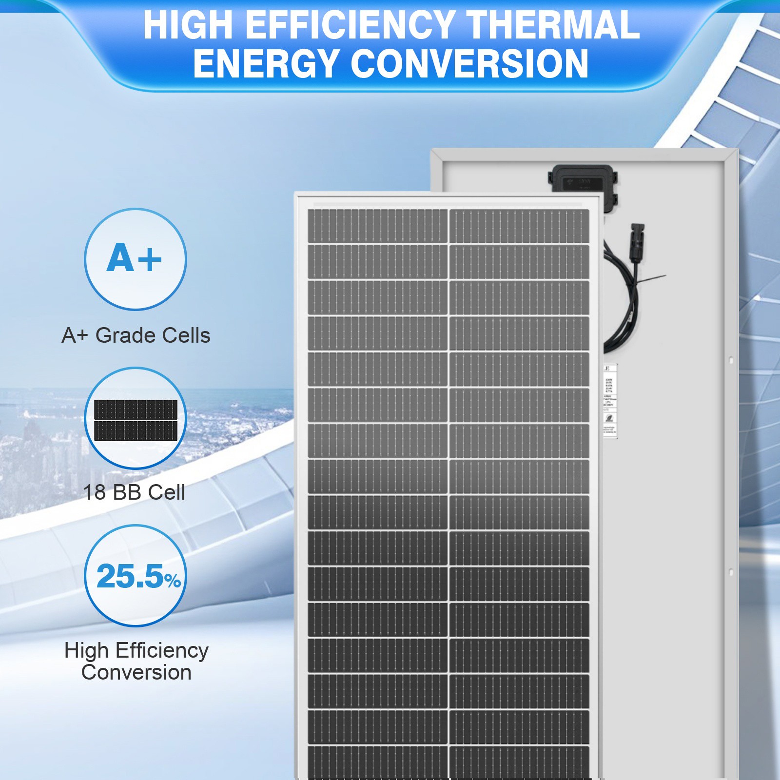100W 18BB Mono Solar Panel RV Camping Home Off Grid Caravan Boat High-Efficiency
