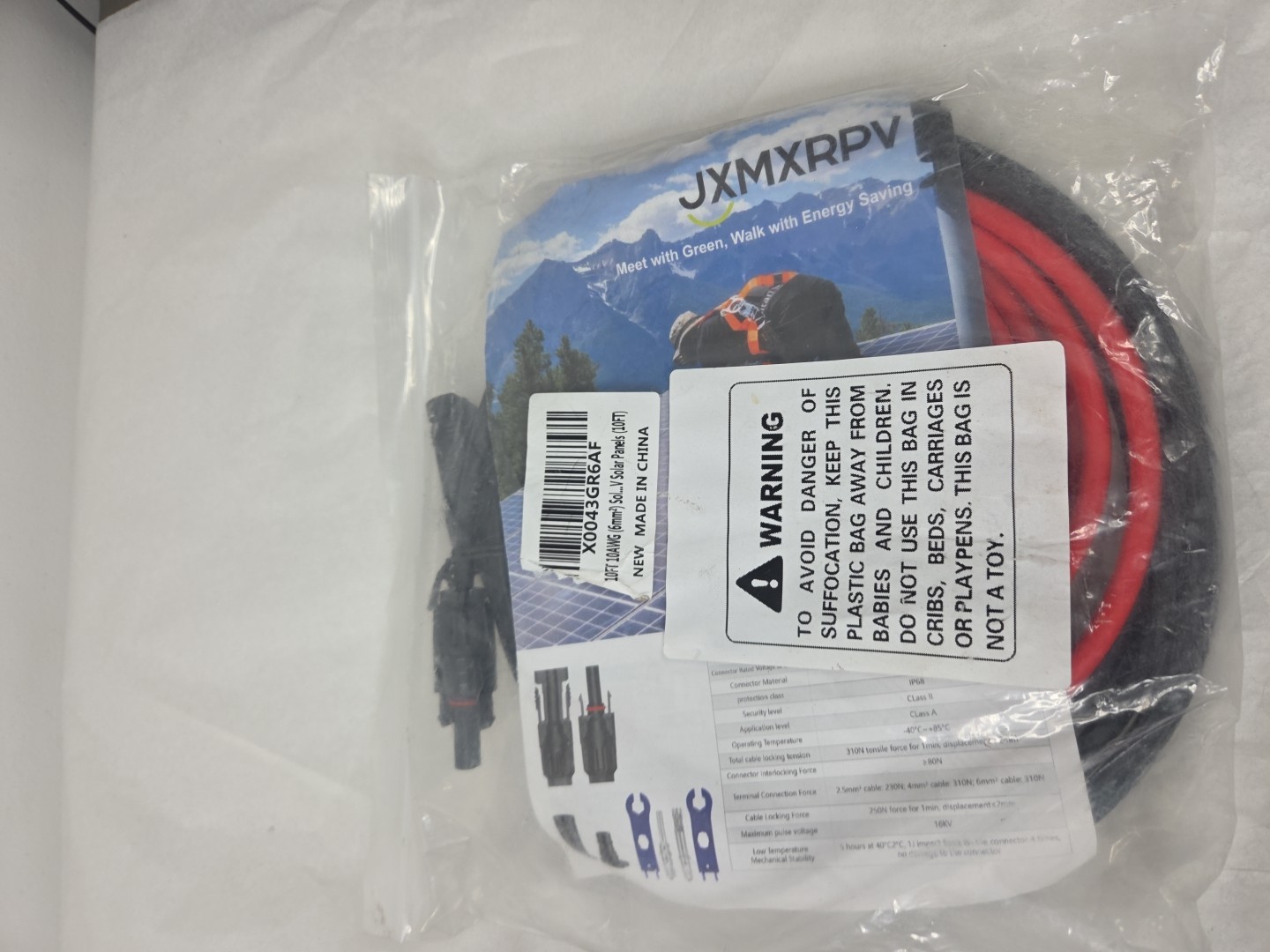 Jxmxrpv Solar Extension Cable 10Ft 10AWG, Solar Wire with Tool-Free Solar…