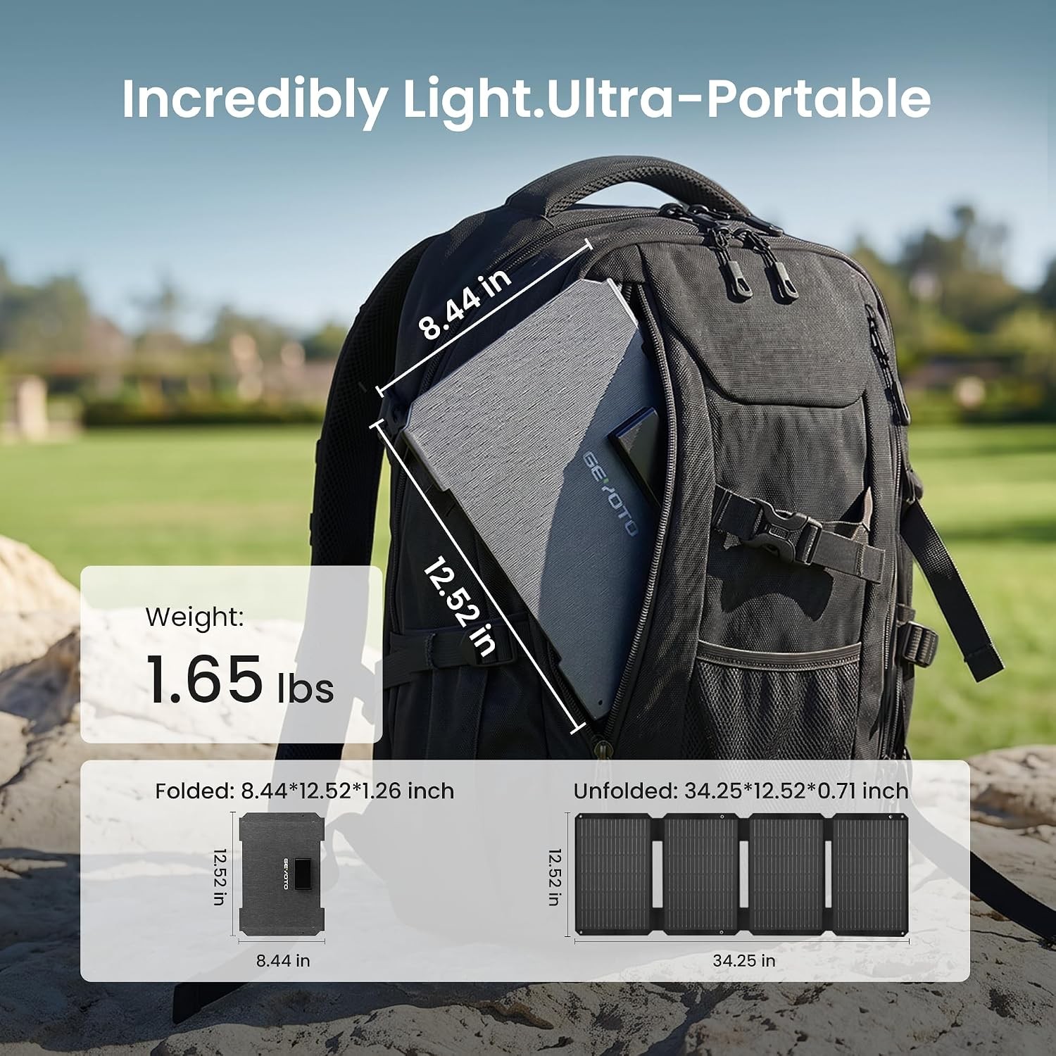 45W Solar Panel Charger W/ Dual USB-C & USB-A,25.4% High Efficiency Foldable