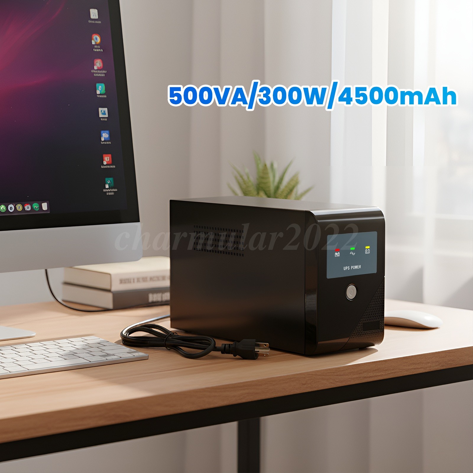 Backup UPS Power 500VA 300W Emergency Power Supply Featuring 3 Outlets Home Use