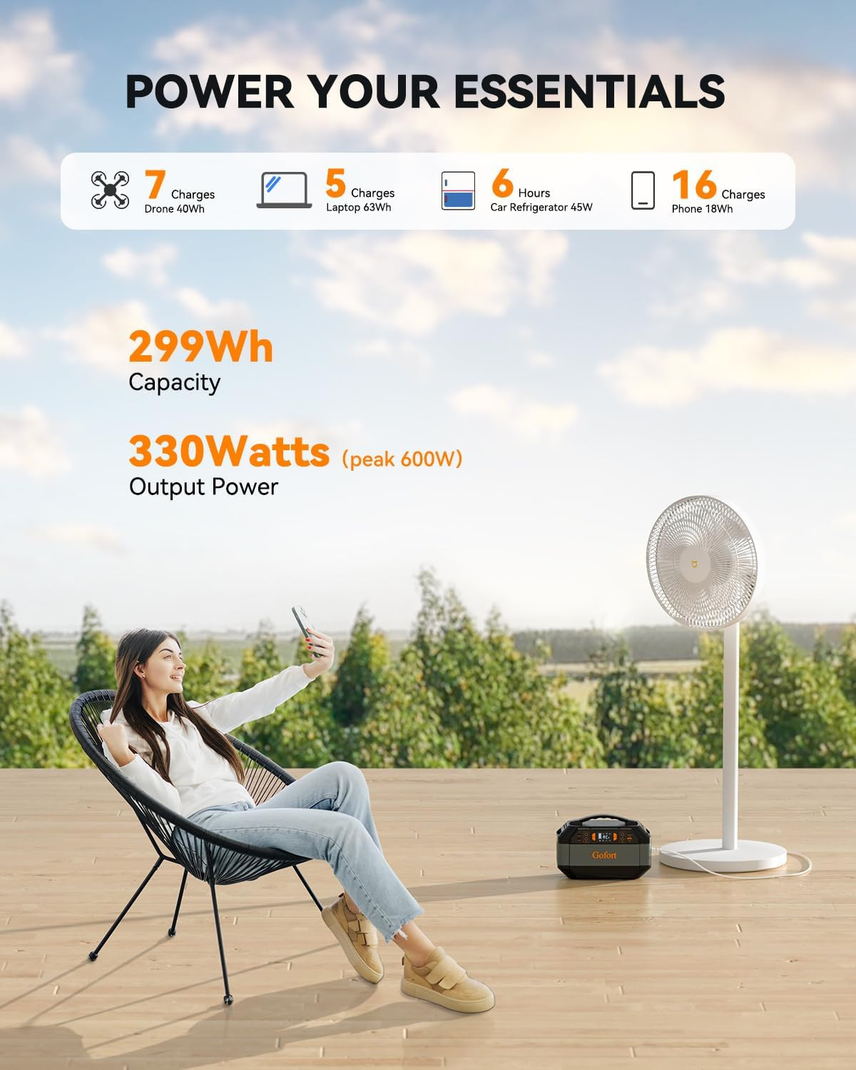 Portable Power Station 330W 299Wh Power Supply Solar Generator Backup Battery Pa