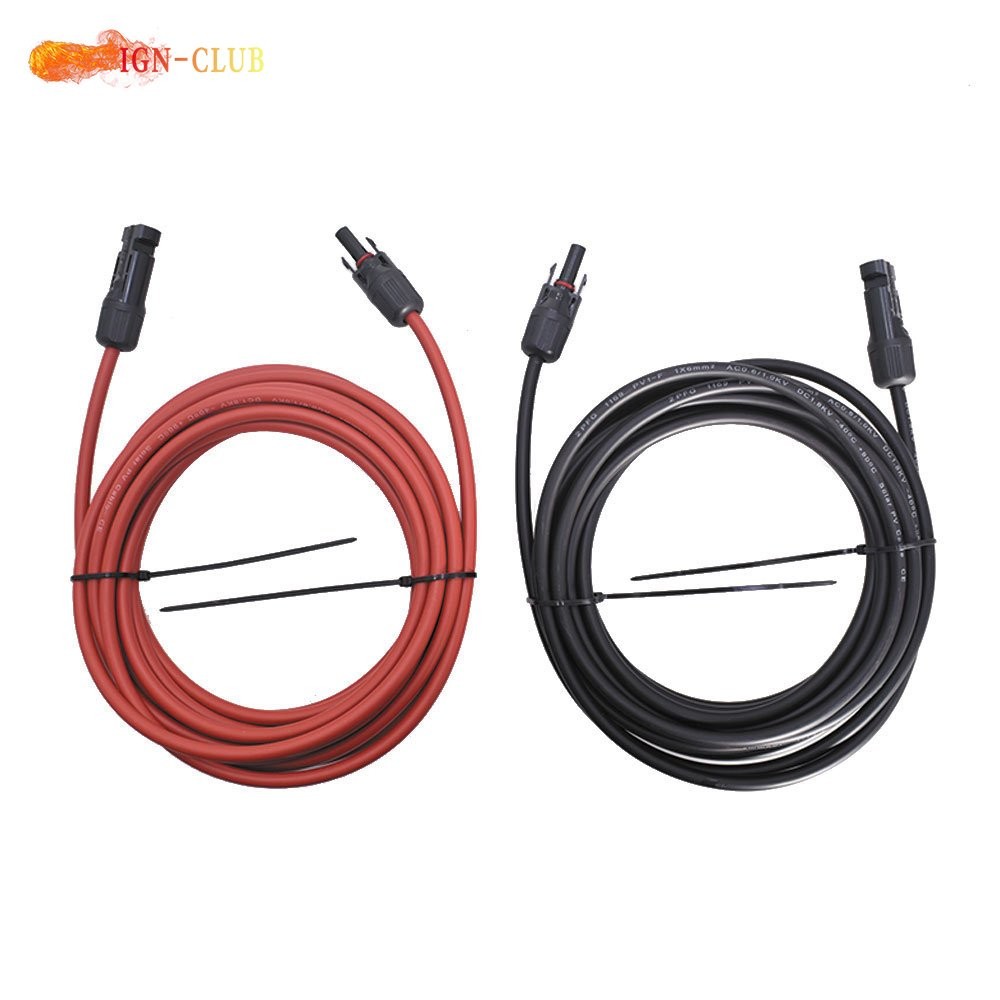 1 Pair 25 Feet Black + Red 12 AWG Solar Panel Extension Cable Wire Connector