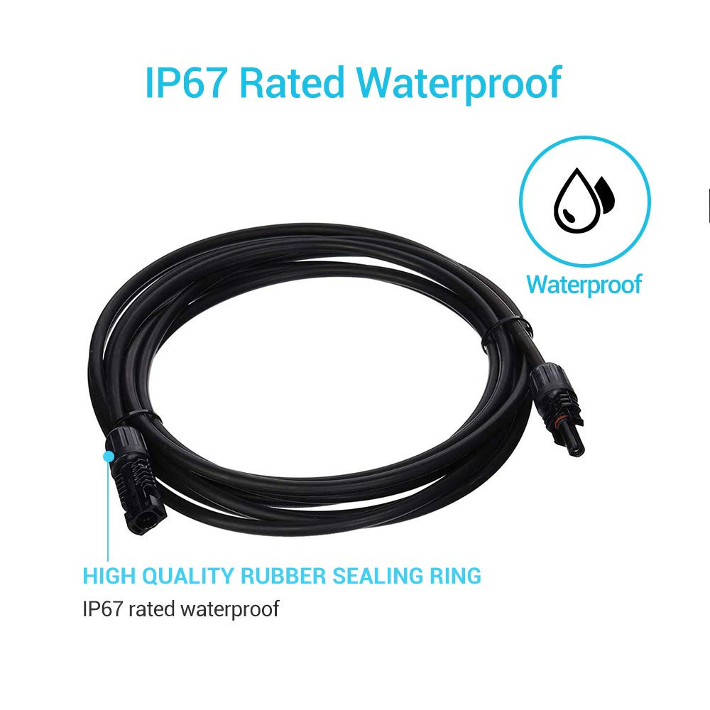 Renogy 15Ft 10AWG Solar Extension Cable with Female and Male Connectors, 1 Piece