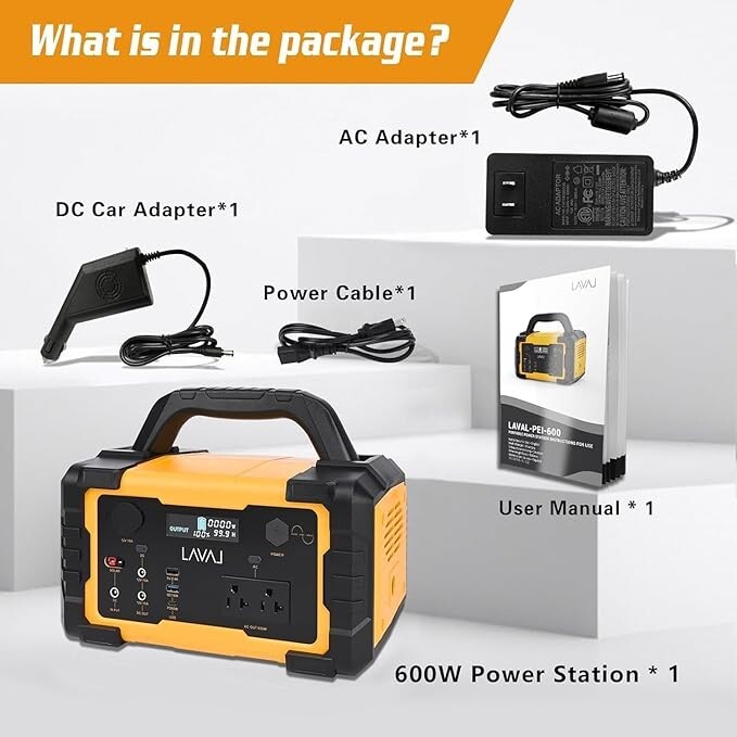 600W Portable Power Station, 647Wh Backup Lithium Battery, 120V/600W AC Outlet