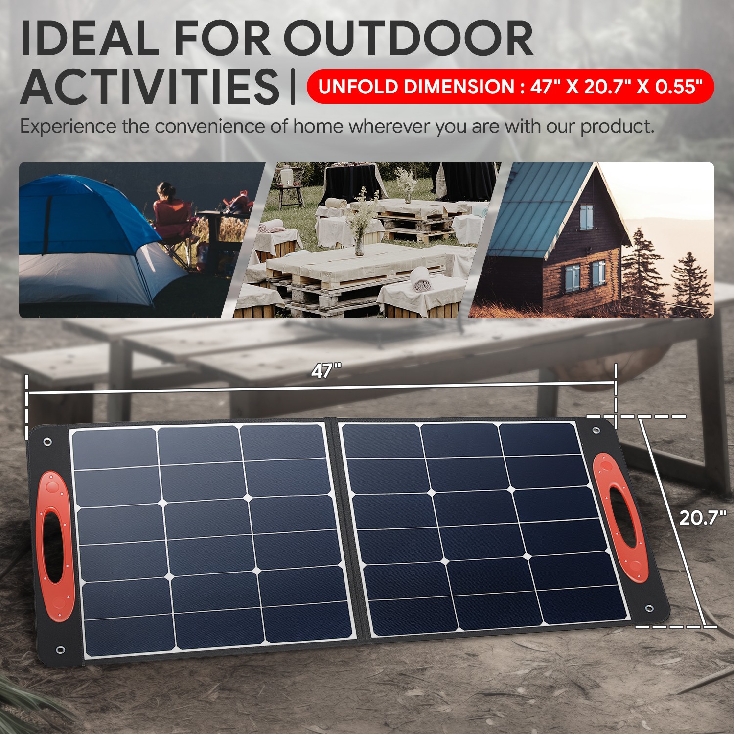 Outdoor Camping Travel Home Garden 100W Portable Solar Panel Kit w/ USB Ports