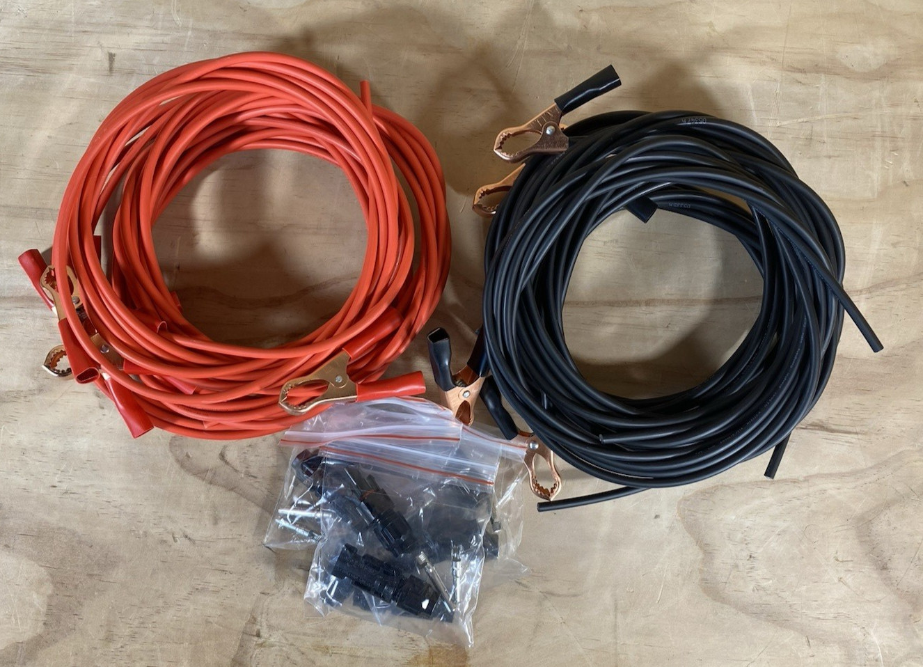 Lot of 5, 8 FT Battery Clip-on Crocodile Clamps to SAE Connector, 14 AWG (2.5mm)