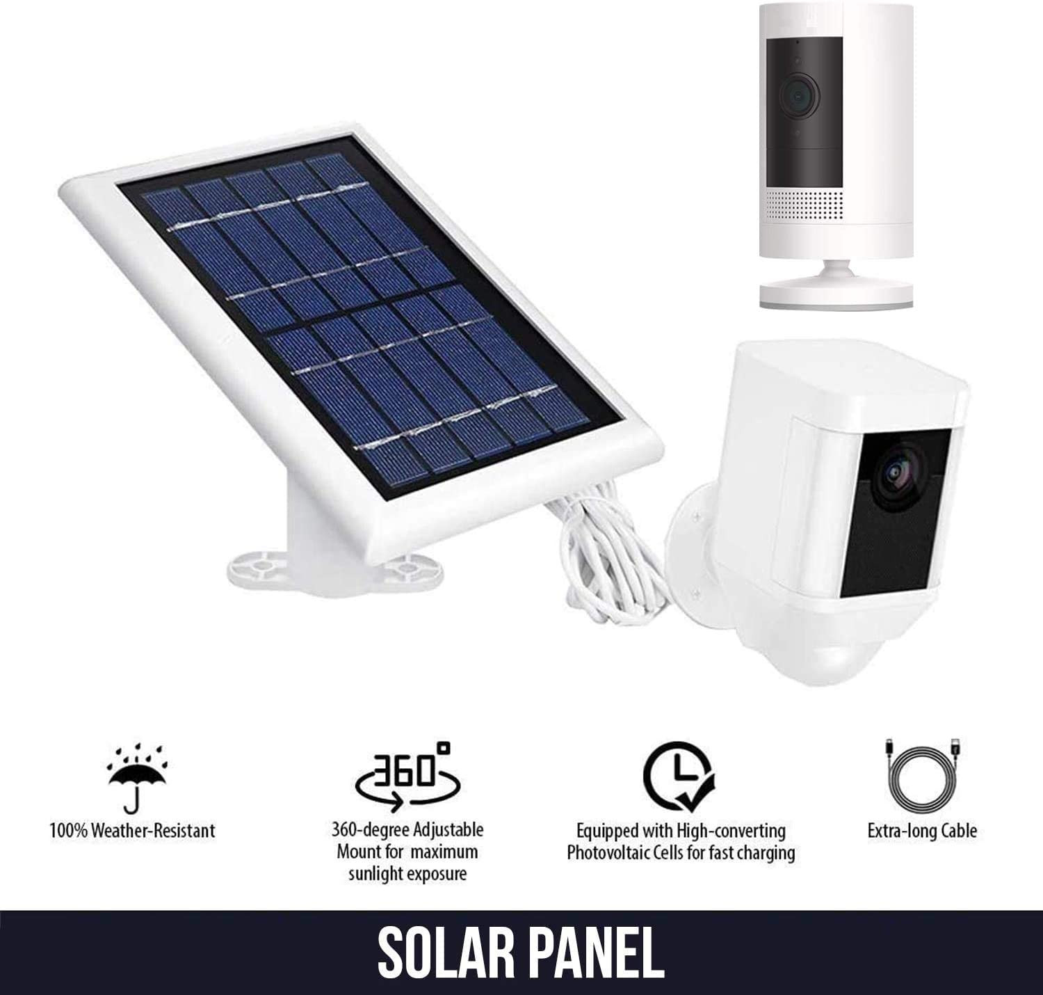 Wasserstein Solar Panel for Ring Spotlight Cam and Ring Stick Up Cam (Used)