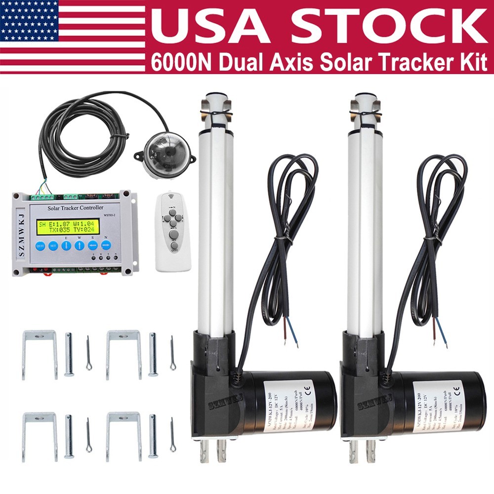 Dual Axis Solar Track Sunlight Tracker & 6000N 2X8″ Linear Actuators &Controller