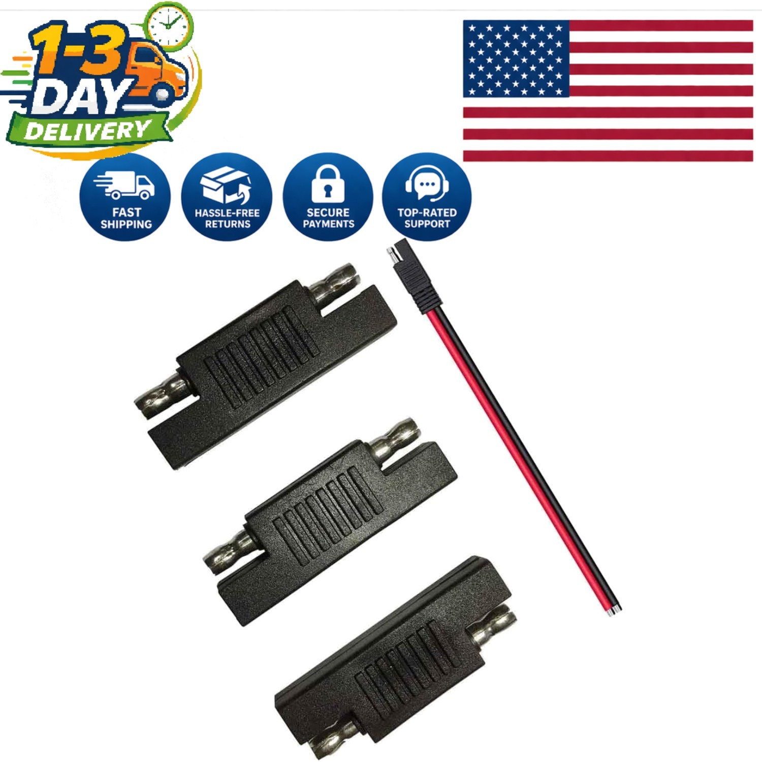 SAE Polarity Reverse Adapter Connectors 3-Pack for Solar Chargers – Lightweight