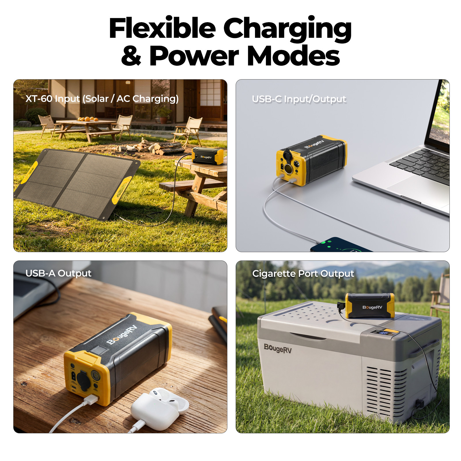 BougeRV 266Wh Portable Power Station Supply Backup Battery Solar Generator 100W