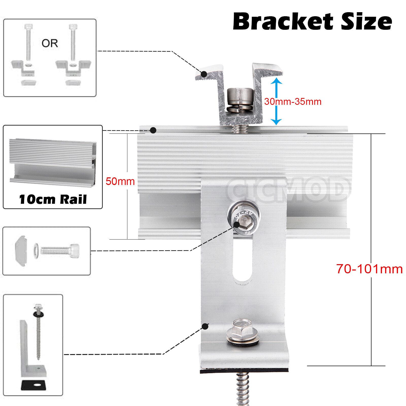 Universal Solar Panel Roof Mount Brackets Kit for 1-4 Pcs Solar Panels Mounting